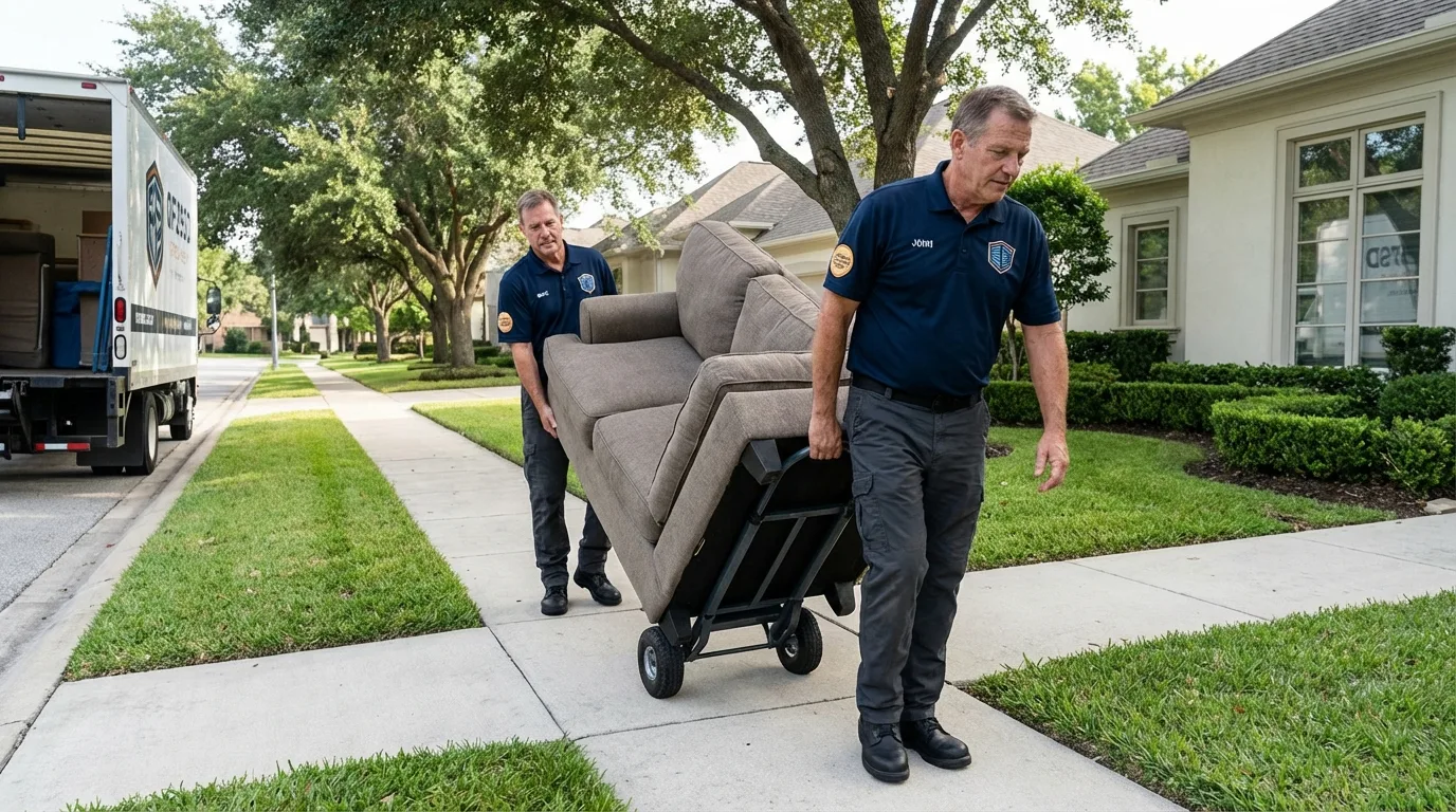 Local residential moving crew loading furniture in Depew, NY