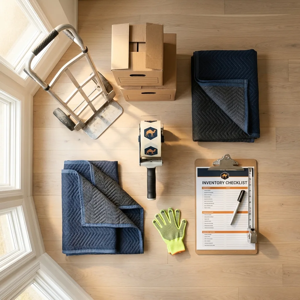 Professional moving supplies and packing materials layout for Depew residential relocations